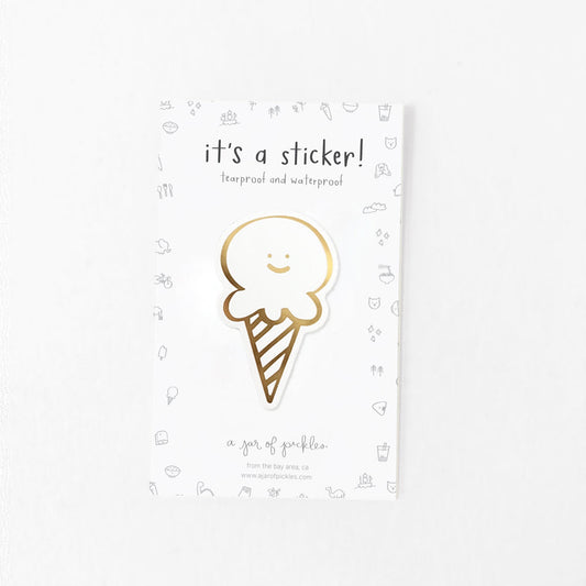 Ice Cream Gold Foil Vinyl Sticker