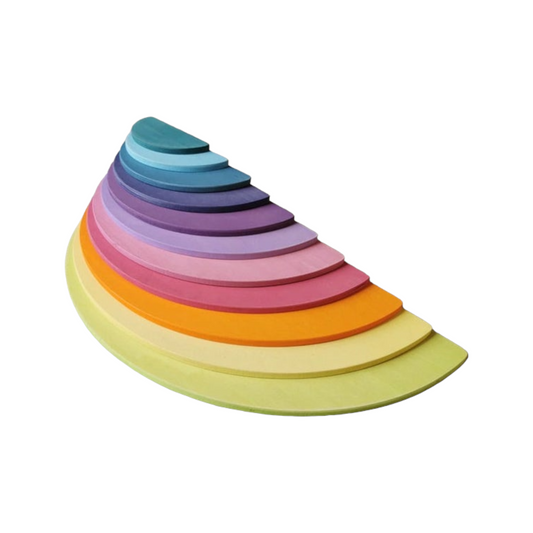 11 Pcs Large Wooden Rainbow Stacking Semi-Circles – Pastel/Macaron Colors