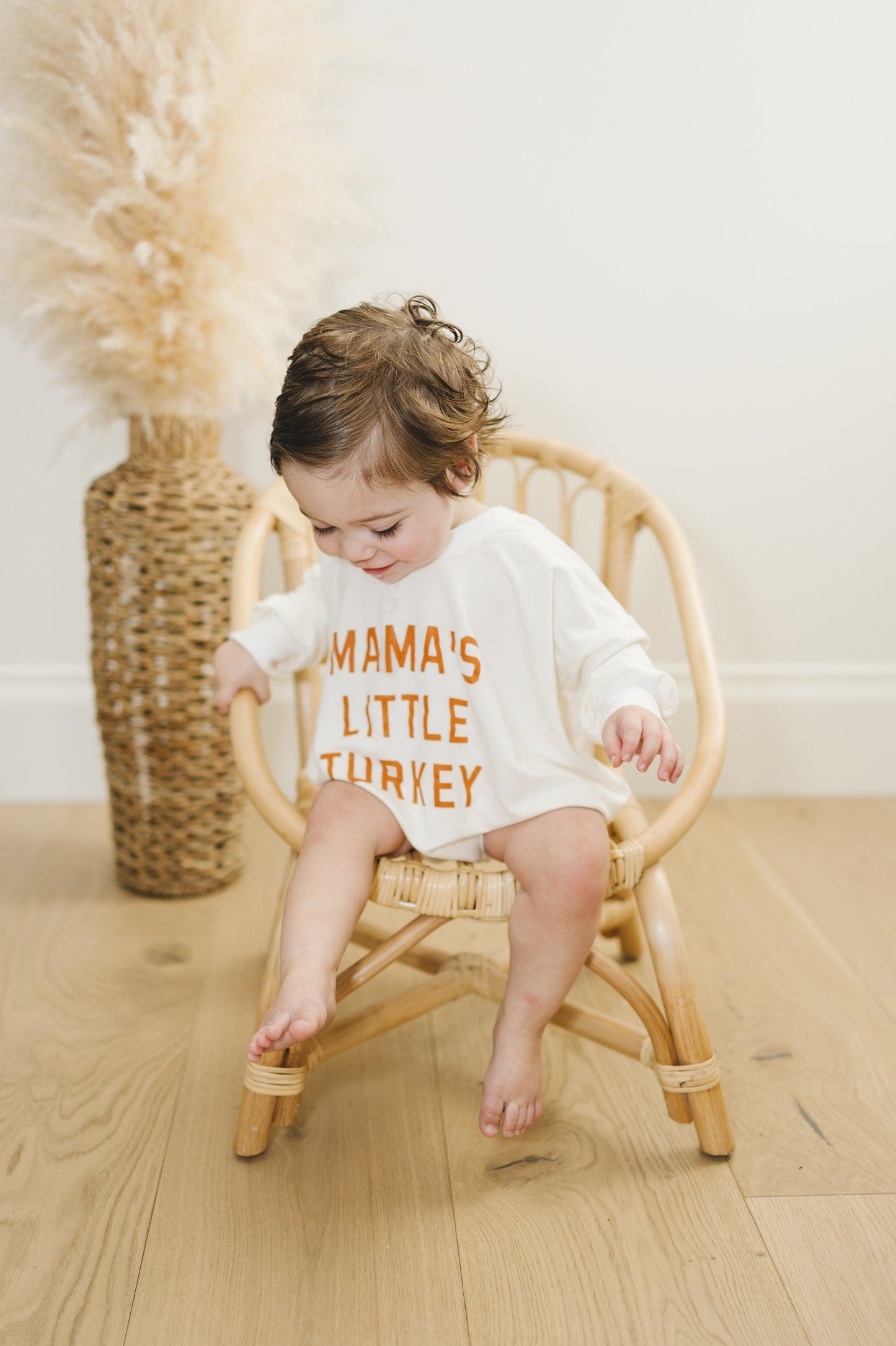 Mama's Little Turkey Bamboo Sweatshirt Romper - more colors