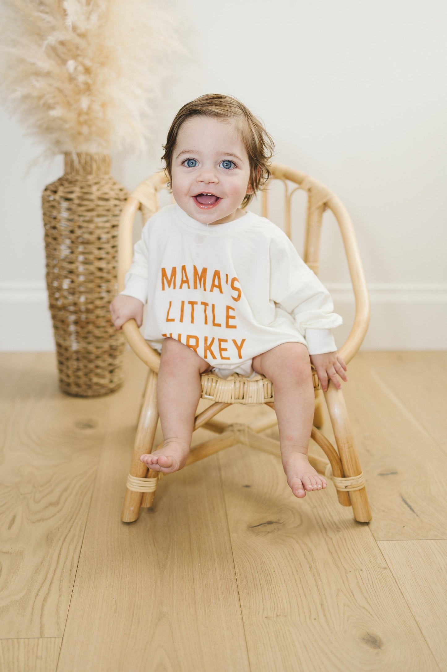 Mama's Little Turkey Bamboo Sweatshirt Romper - more colors