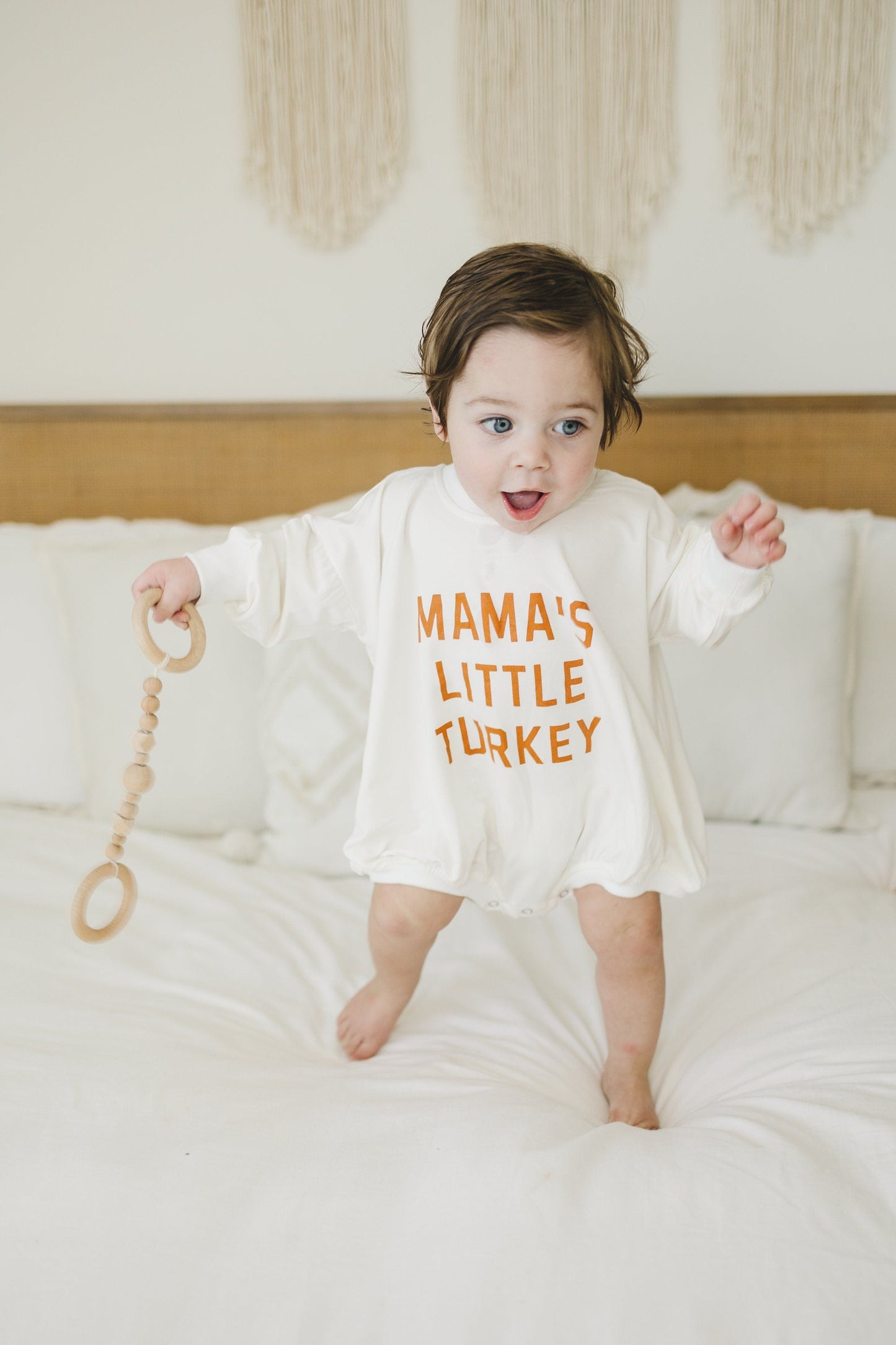 Mama's Little Turkey Bamboo Sweatshirt Romper - more colors