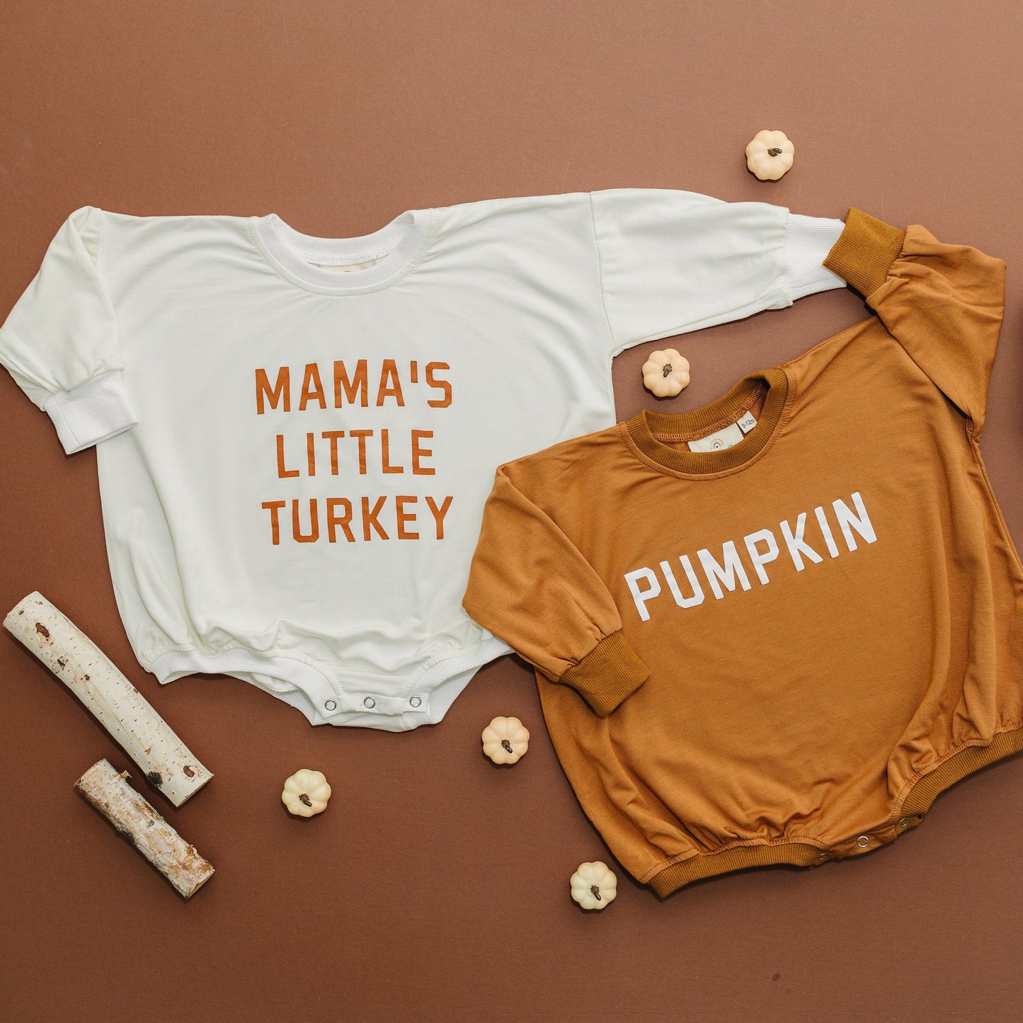 Mama's Little Turkey Bamboo Sweatshirt Romper - more colors