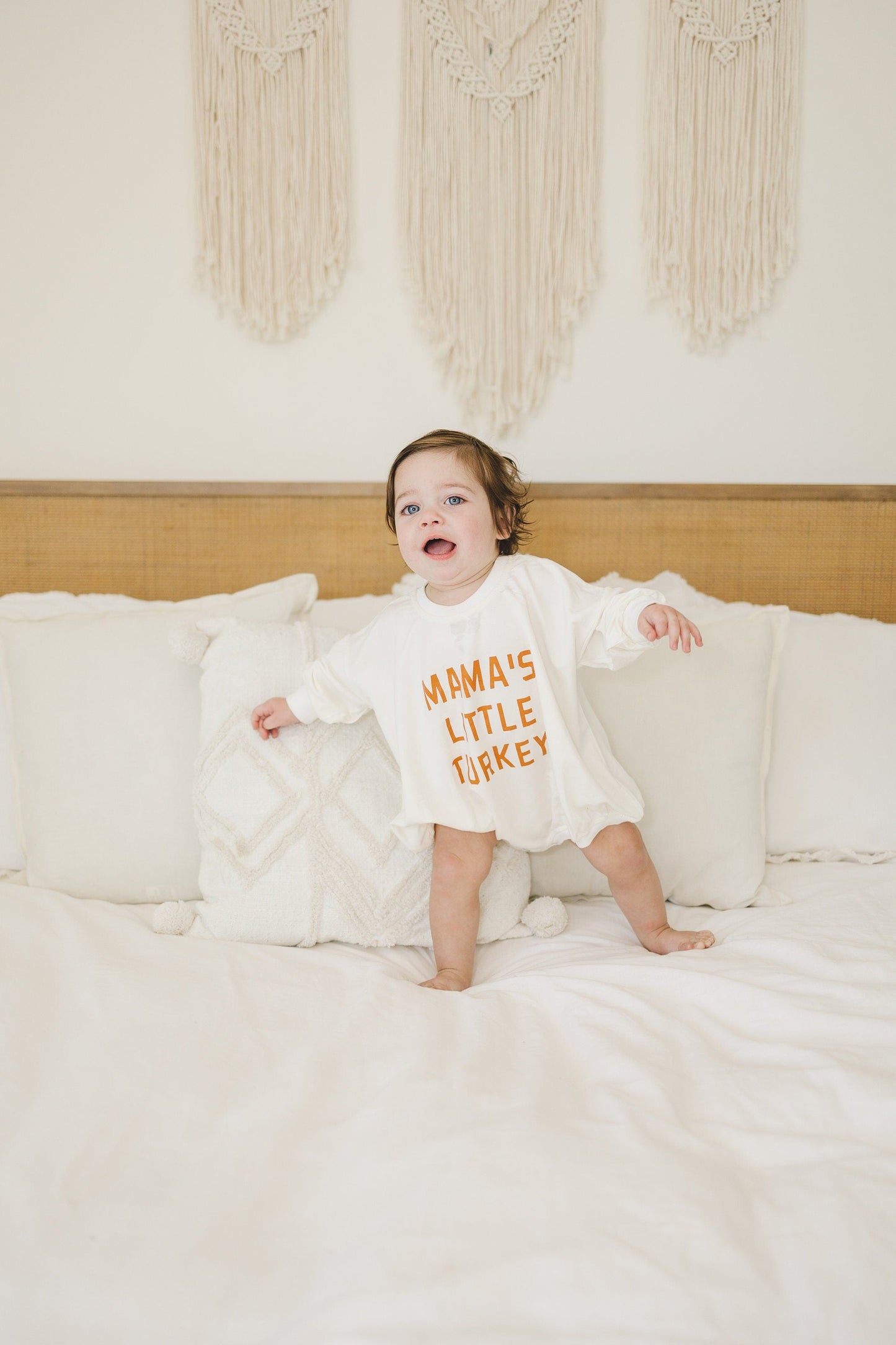 Mama's Little Turkey Bamboo Sweatshirt Romper - more colors
