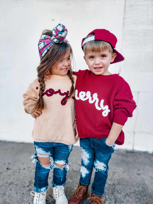 Joy Hand Embroidered Christmas Sweater