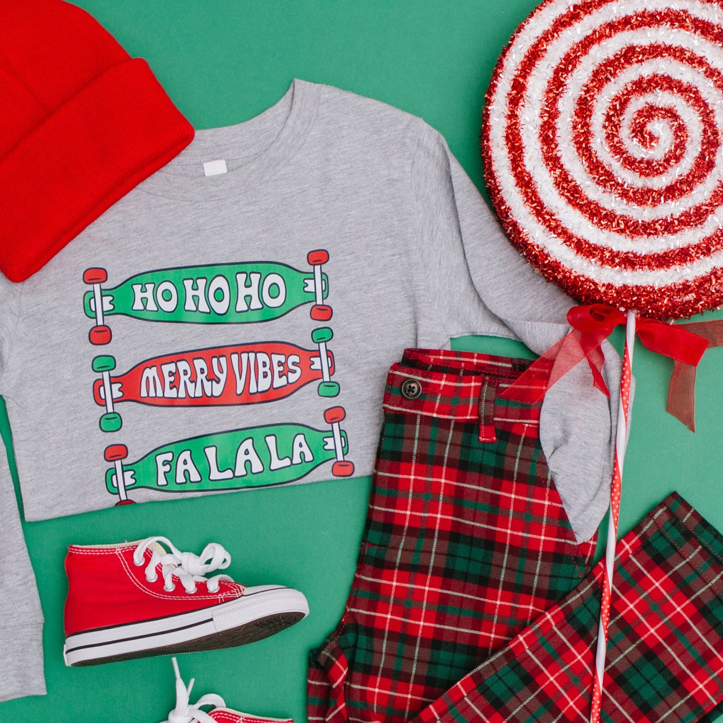 Ho ho ho Merry Vibes Fa La La Holly Jolly, Christmas, Skateboard