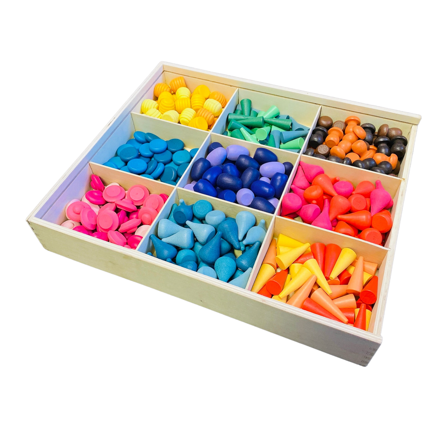 324 Pcs Mandala Loose Parts with Wooden Tray — Open-Ended Play Set
