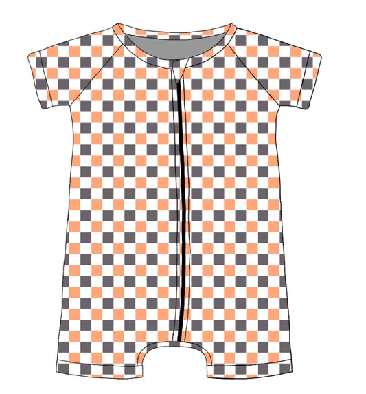 Checkered Boo Halloween Romper