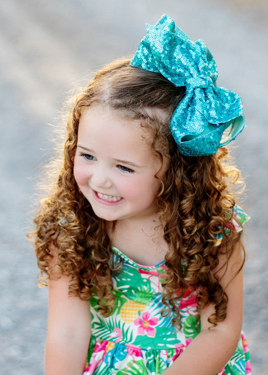 Sequin Texas Size Hair Bows - Alligator Clip - 6.5"