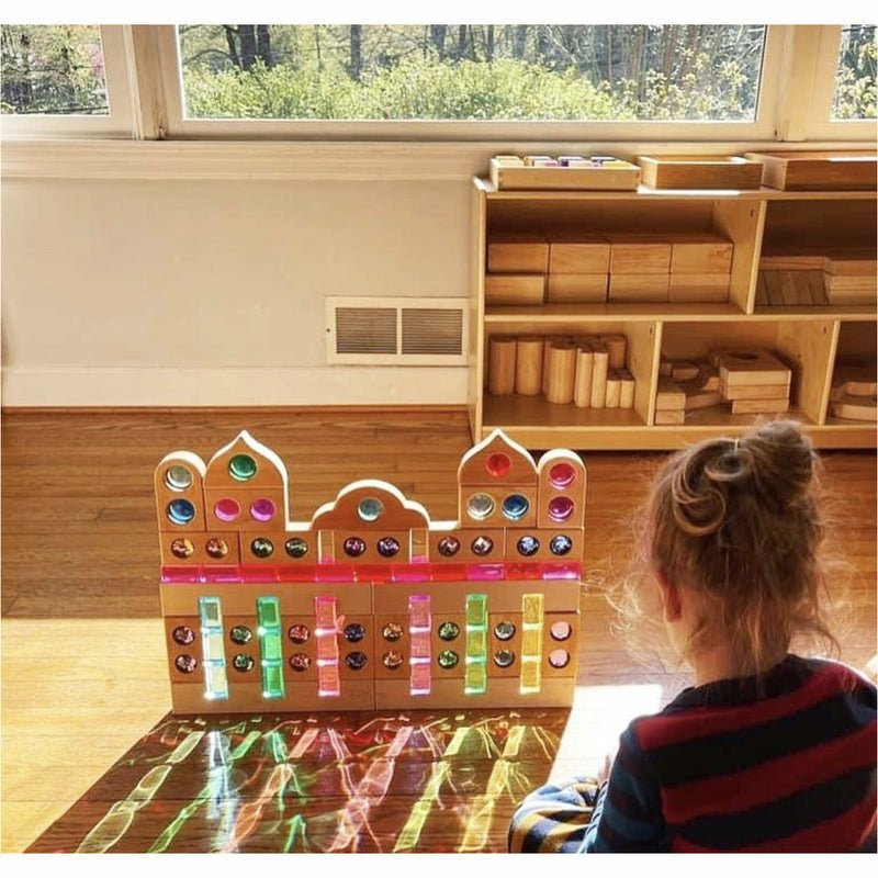 12-Piece Rainbow Fairytale Window Blocks with Storage Tray | Light & Color Play