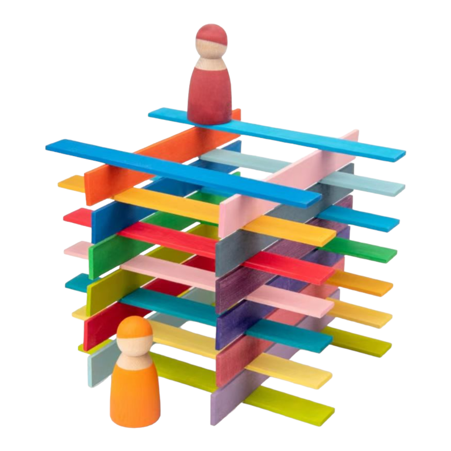 120-Piece Stained Wooden Leonardo Building Sticks – Da Vinci’s Bridge STEM Set