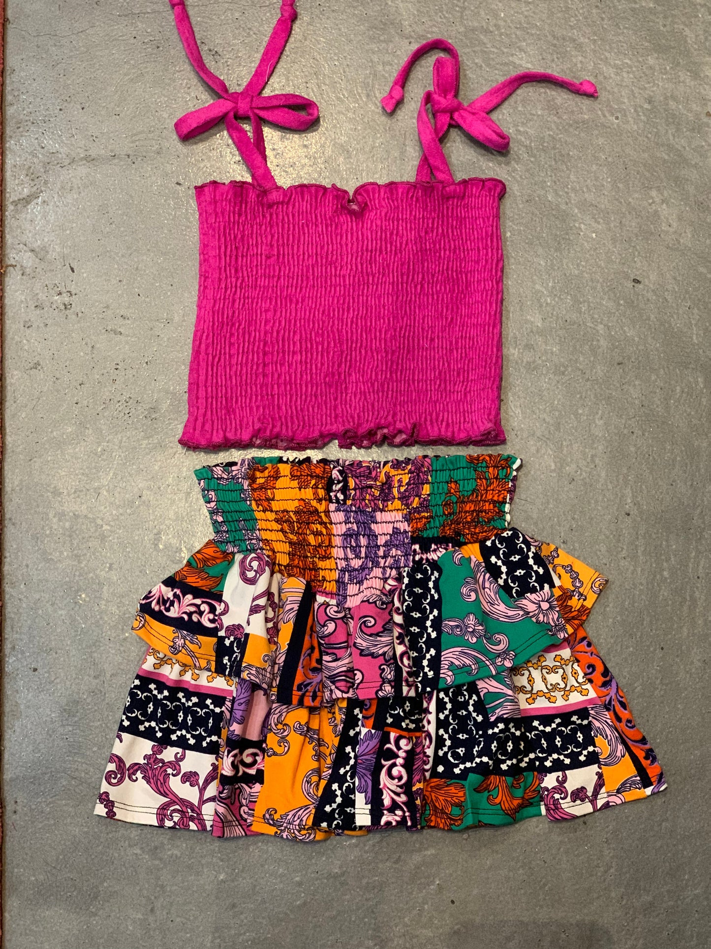 Tweenstyle - Patchwork Print Smocked Skirt