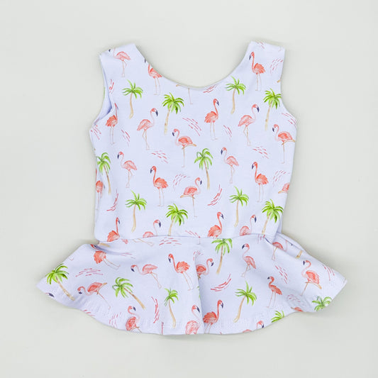 Peach Flamingo Peplum Tank Top