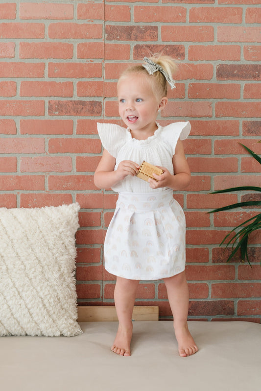 neutral rainbow skirt