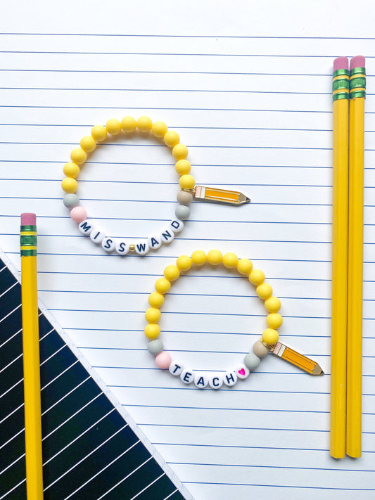 Teacher Appreciation Pencil Bracelet - Customizable