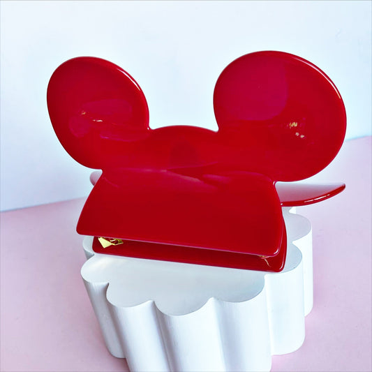 Mouse Head Red LARGE Claw Clip