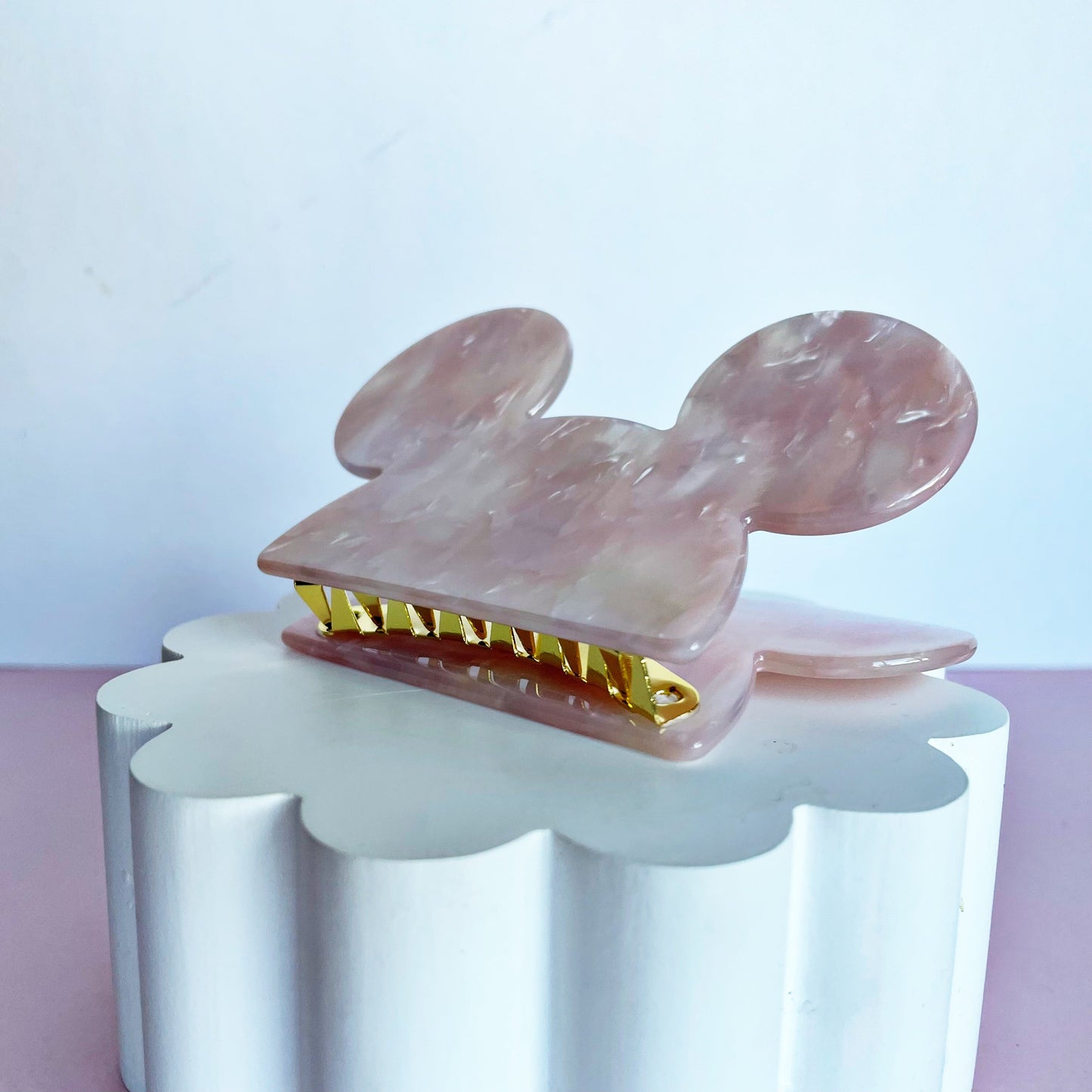 Mouse Head Marbled Pink SMALL Claw Clip