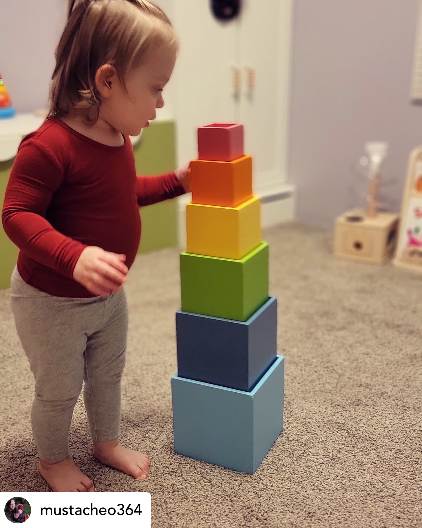 6-Piece Basswood Wooden Pastel Nesting Box Set | Painted & Hand-Stained Finishes | Montessori Stacking Toy