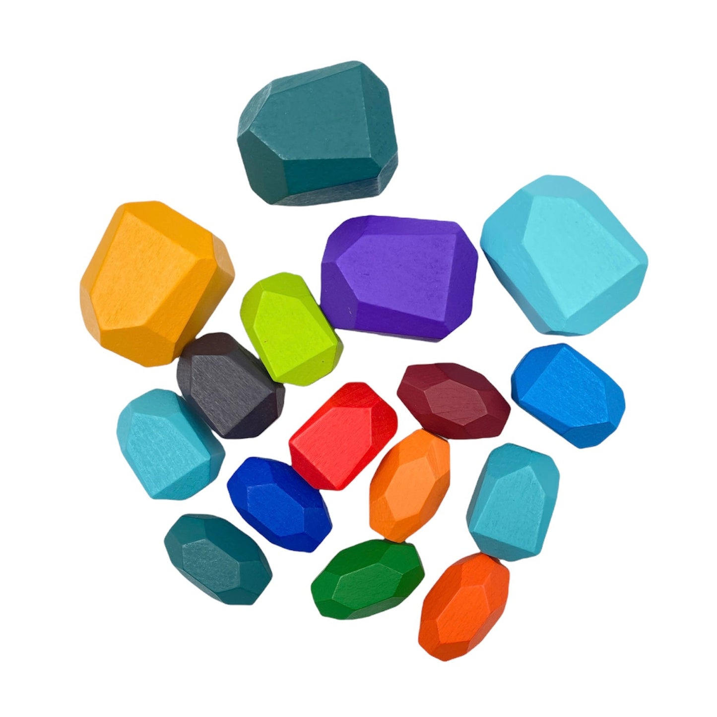 16-Piece Wooden Balancing Stones Stacking Blocks – Primary Colors