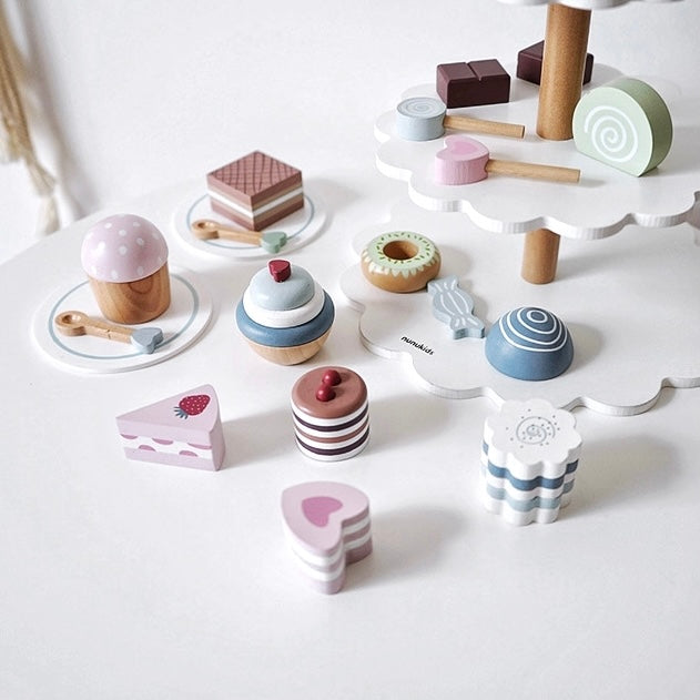 22-Piece Cake Pop Shop Wooden Pretend Dessert Bakery Play Set