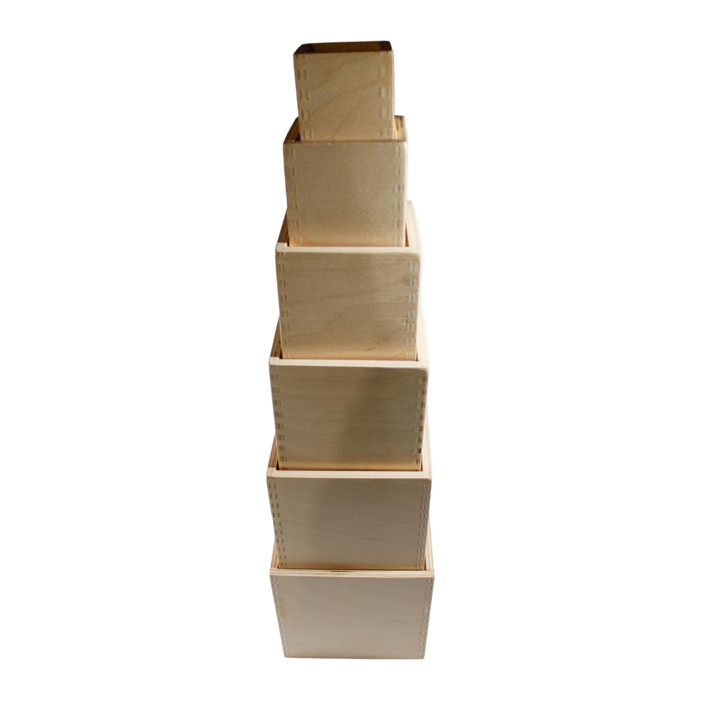 **Pre-order (Ships in 2-3 Weeks)**6 Pcs Natural Wooden Nesting Box Set