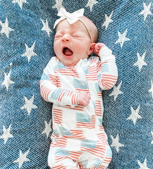 American Flag Convertible Foot Onesie