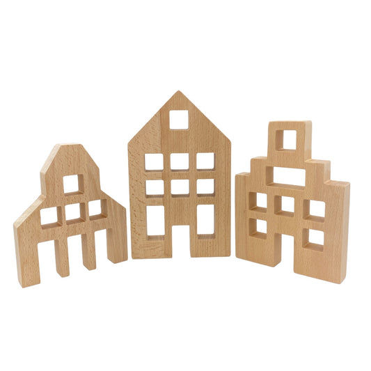 3 Pcs Wooden Window Houses — Houses Only