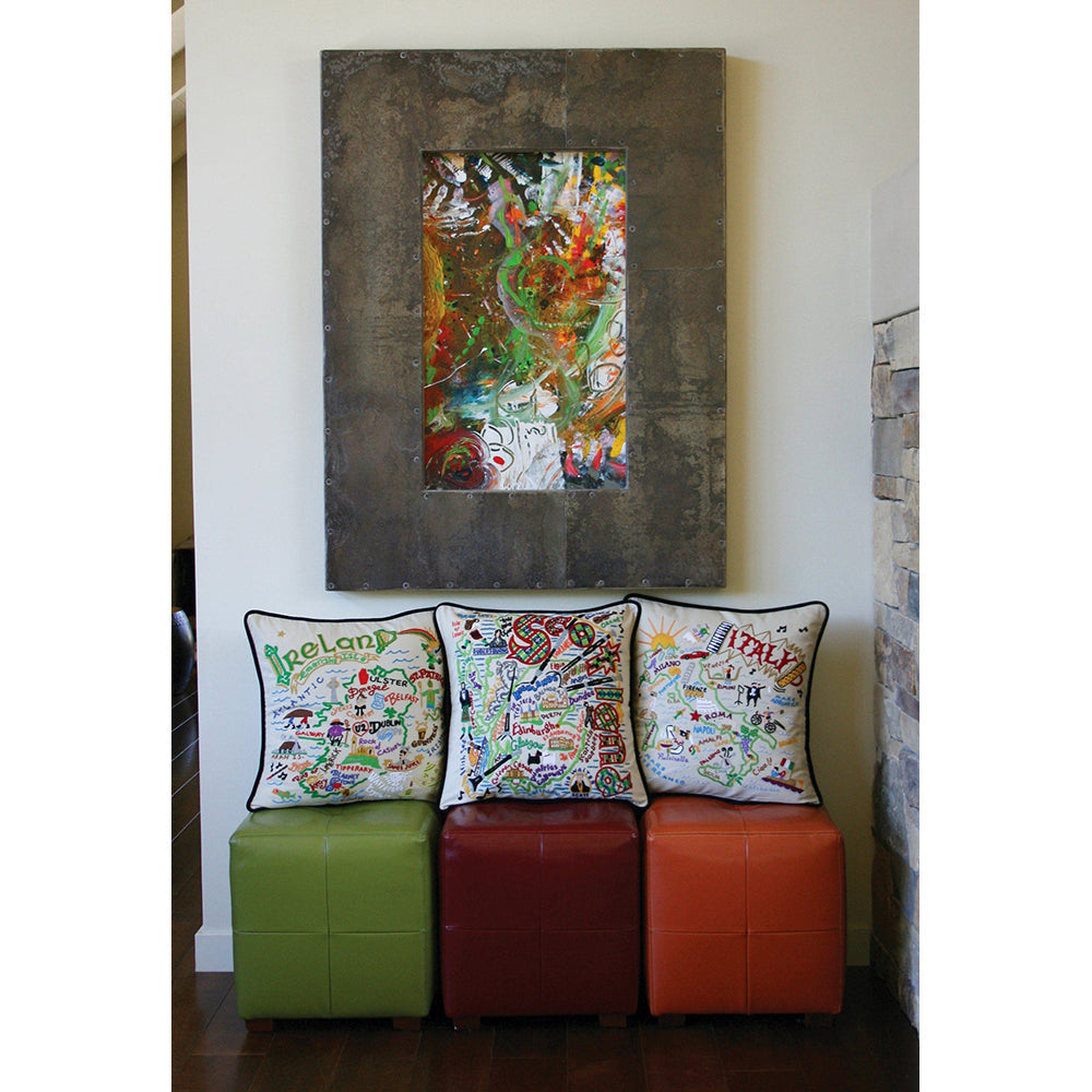 Ireland Hand-Embroidered Pillow