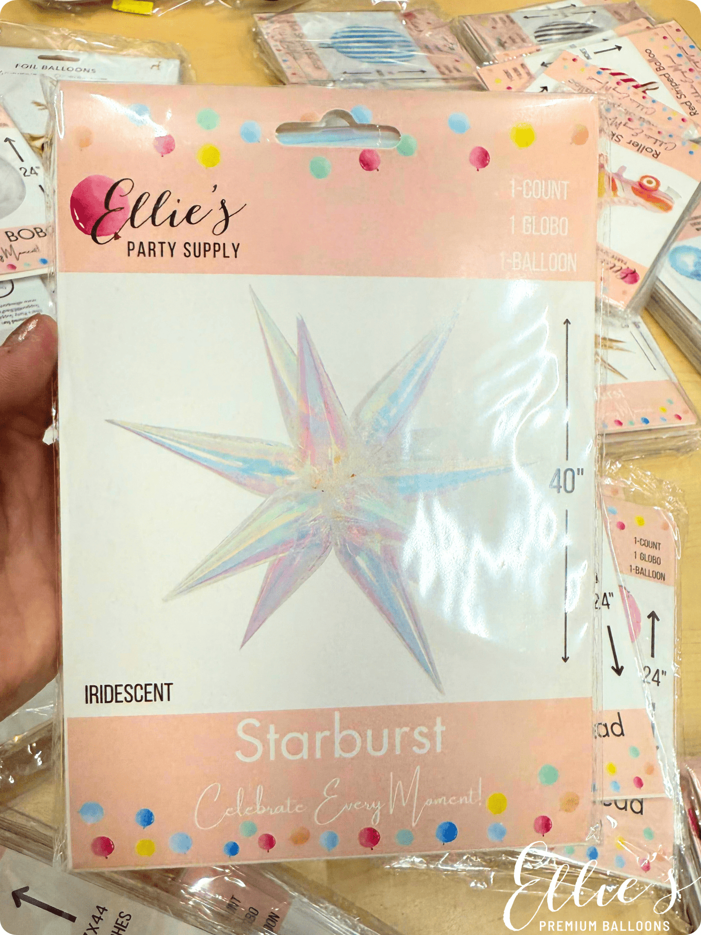 Iridescent Starburst Cluster Balloon – 26" or 40" | Ellie’s Party Supply