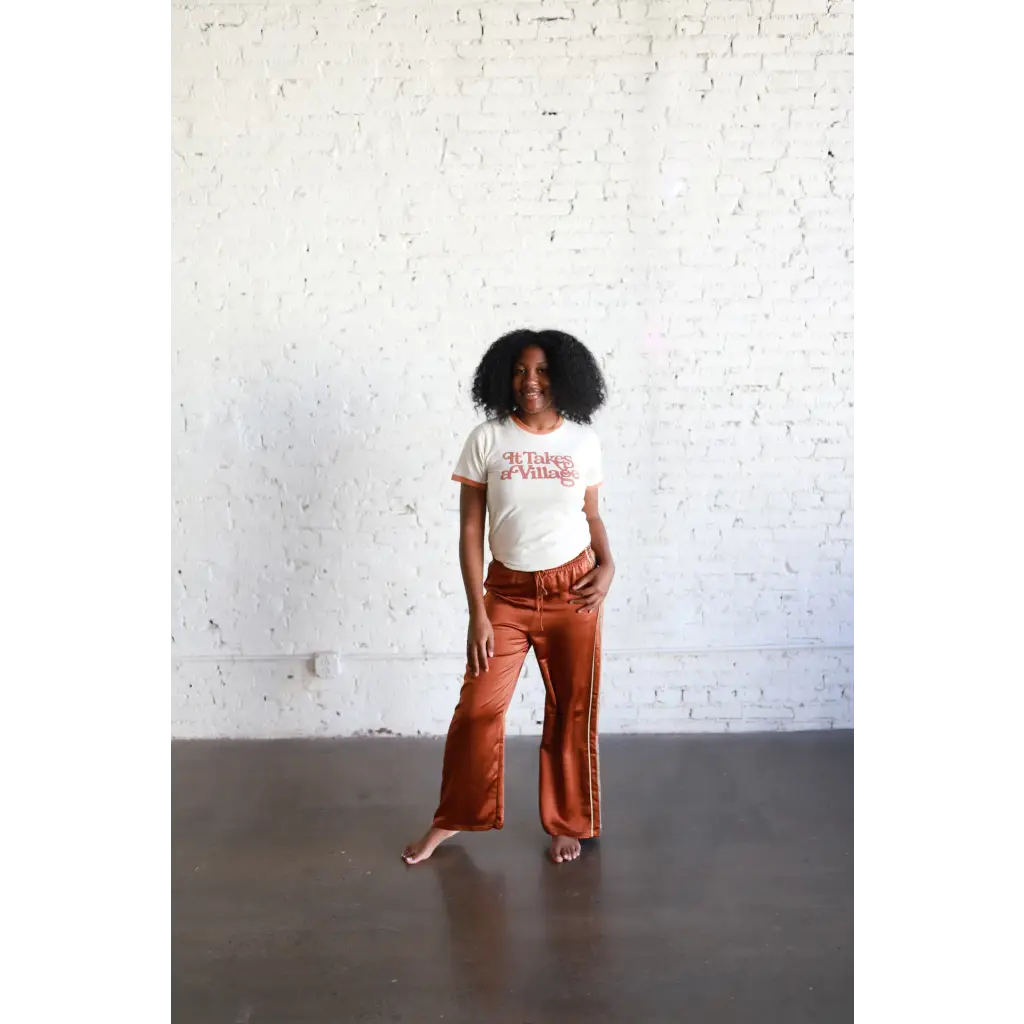It Takes a Village Adult Retro Ringer Tee