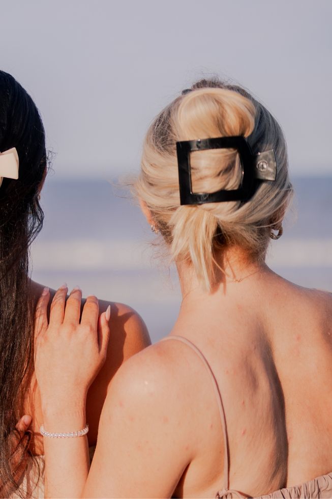Jet Black Large Flat Square Hair Clip