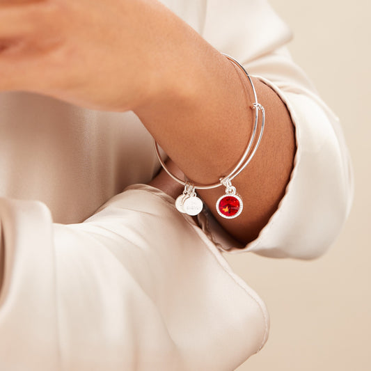 July Birthstone Charm Bangle, Ruby