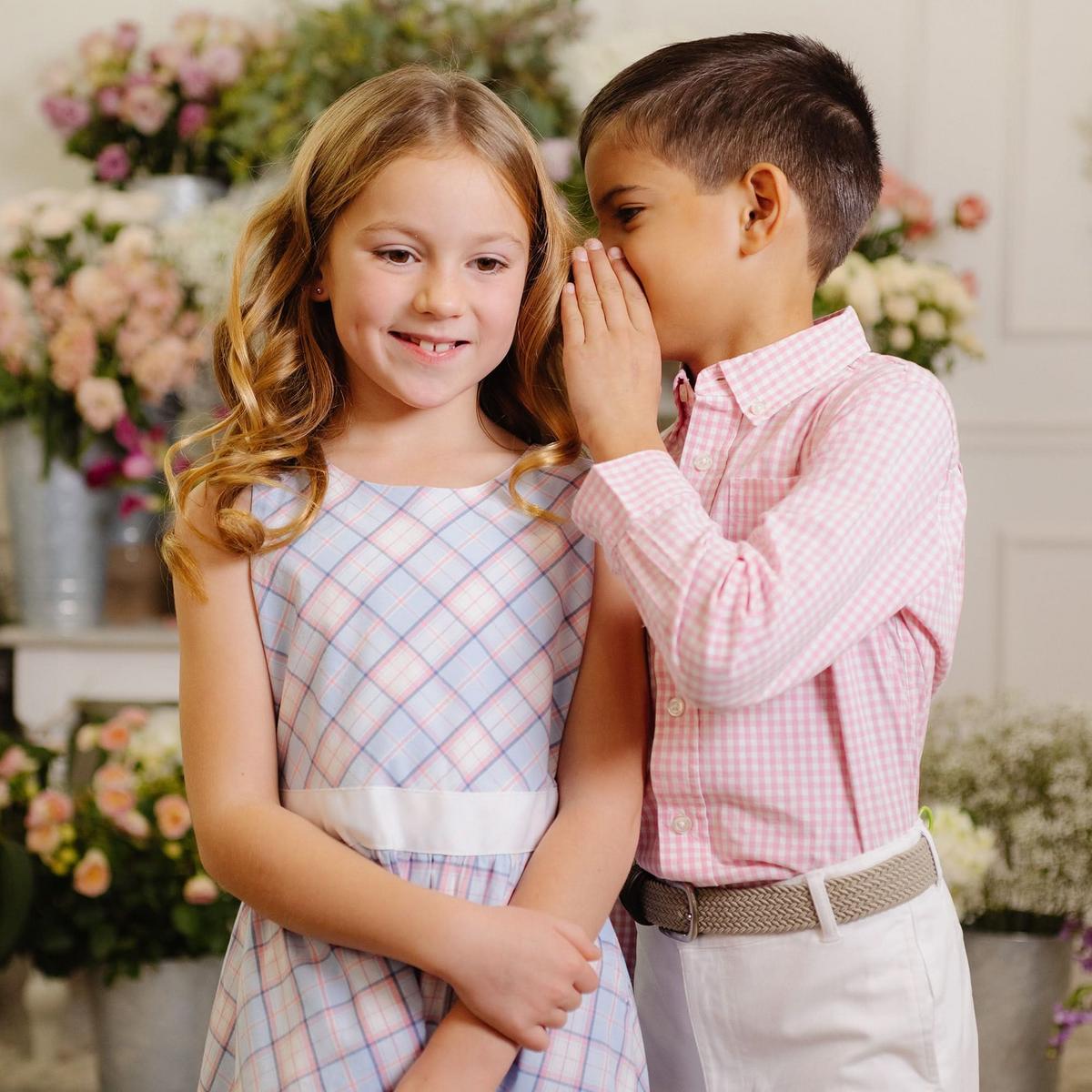 Organic Cross Back Party Dress - English Blue Plaid