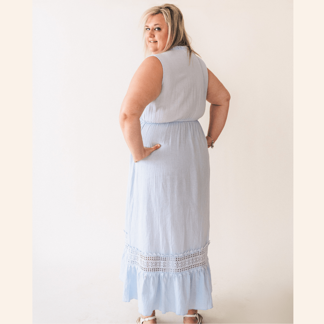 Blue Cotton Maxi Dress - Women