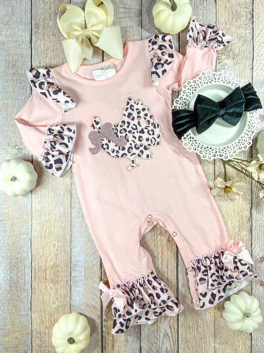 Light Pink Animal Print Turkey Infant Onesie