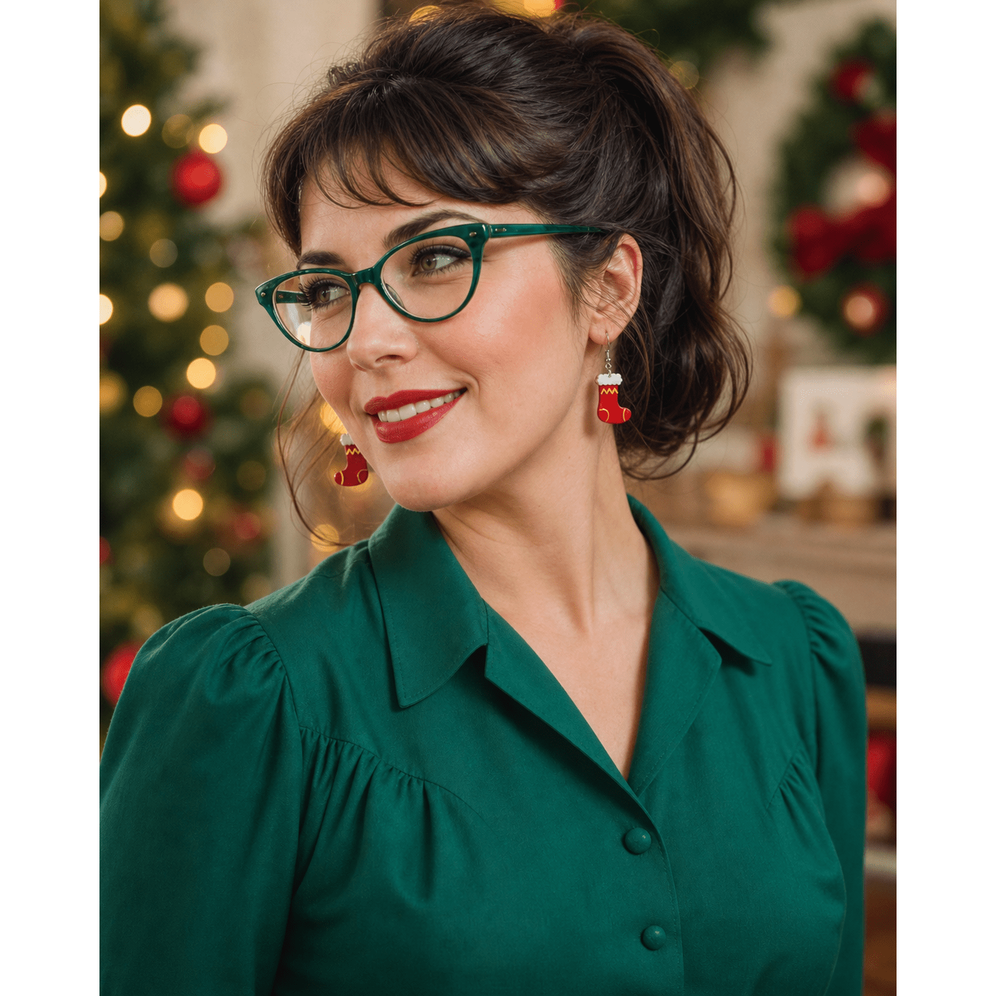 Christmas Stocking Drop Earrings by Lipstick & Chrome