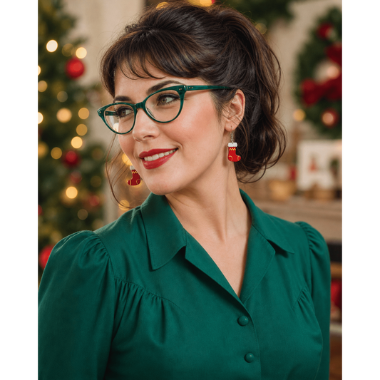 Christmas Stocking Drop Earrings by Lipstick & Chrome