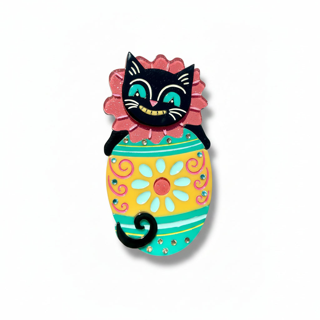 Eggcellent Black Cat Brooch Johanna Parker x Lipstick & Chrome
