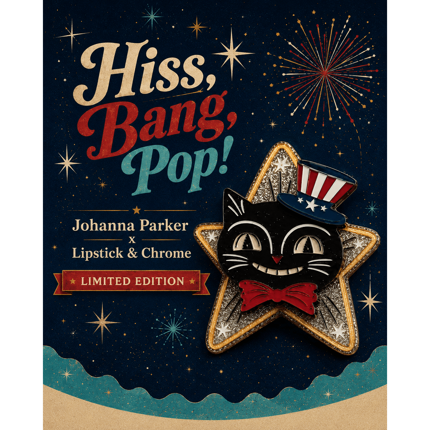 Hiss Bang Pop Brooch by Johanna Parker x Lipstick & Chrome