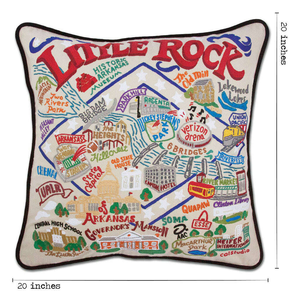 Little Rock Hand-Embroidered Pillow