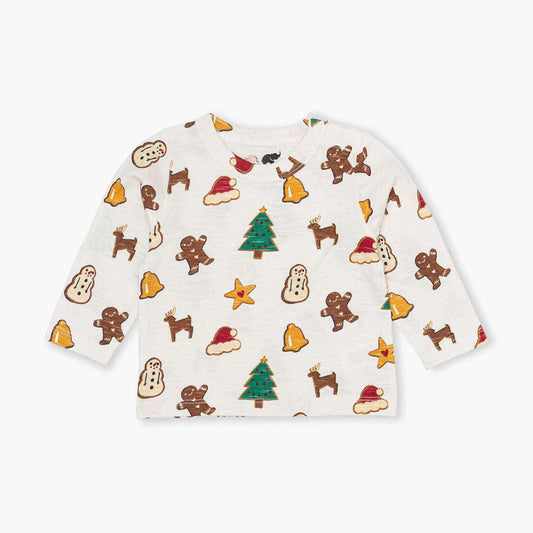 Long Sleeve Slub Jersey Crewneck Tee - Holiday Cookies