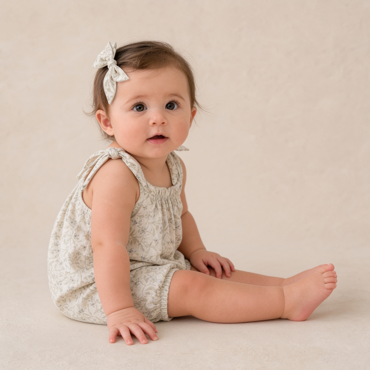 Organic Tie Shoulder Bubble Romper - Bluebelle