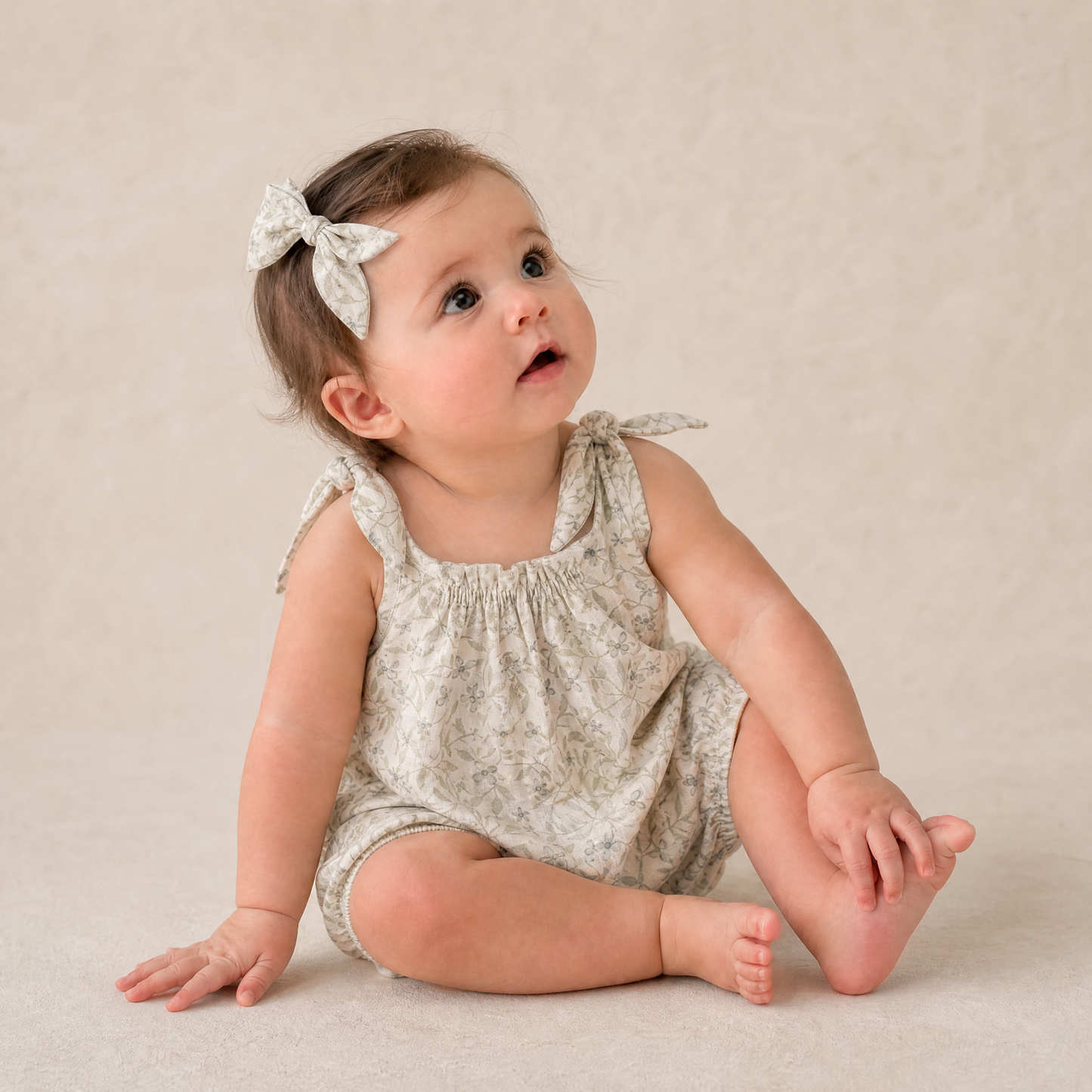 Organic Tie Shoulder Bubble Romper - Bluebelle