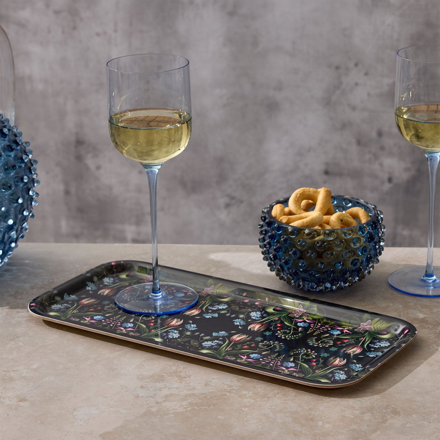 Forget-Me-Nots Narrow Birchwood Small Decorative Tray