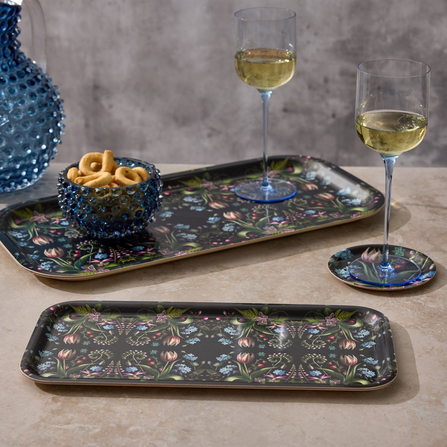 Forget-Me-Nots Narrow Birchwood Small Decorative Tray