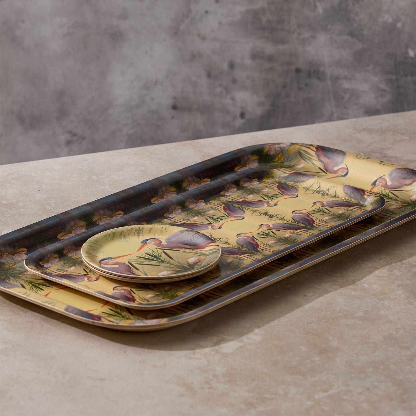 Marsh Heron Narrow Birchwood Small Decorative Tray