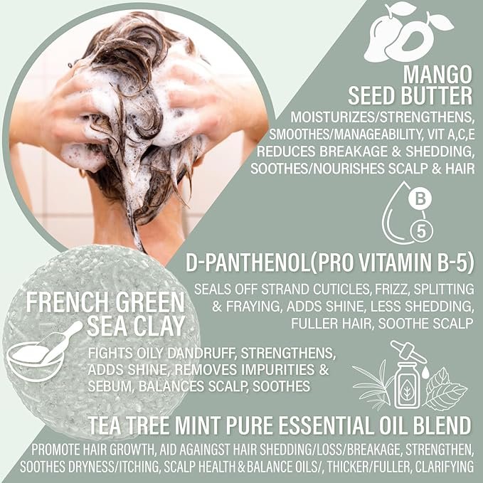 Tea Tree Mint Shampoo Bar - Camping Bar