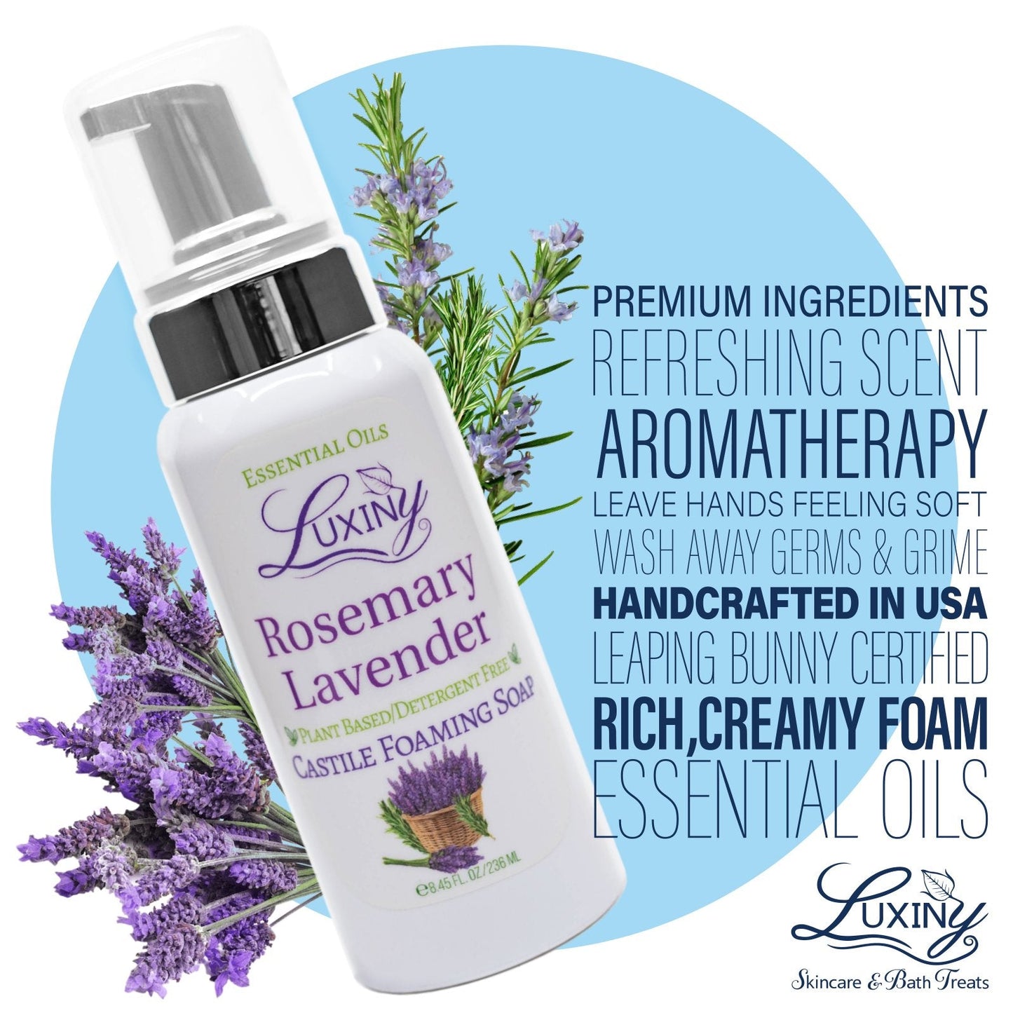 Foaming Hand Soap | Castile Soap | Essential Oil Soap | Natural Liquid Soap | Rosemary Lavender