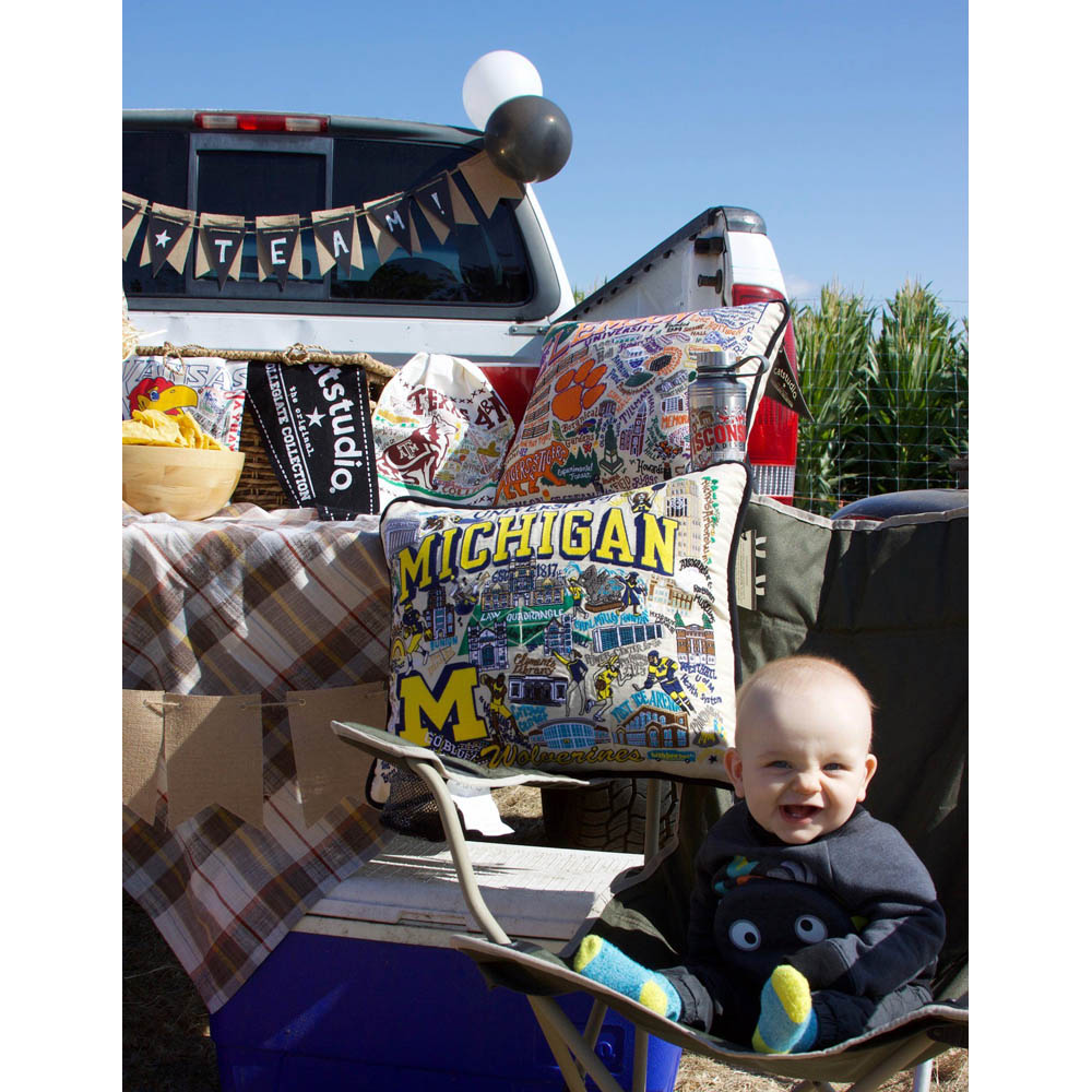 Michigan, University of Michigan Collegiate Embroidered Pillow by CatStudio