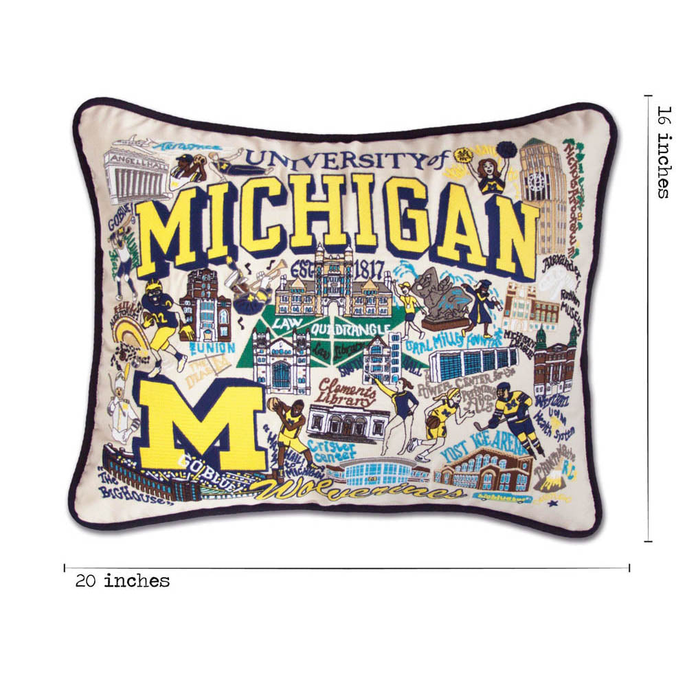 Michigan, University of Michigan Collegiate Embroidered Pillow by CatStudio