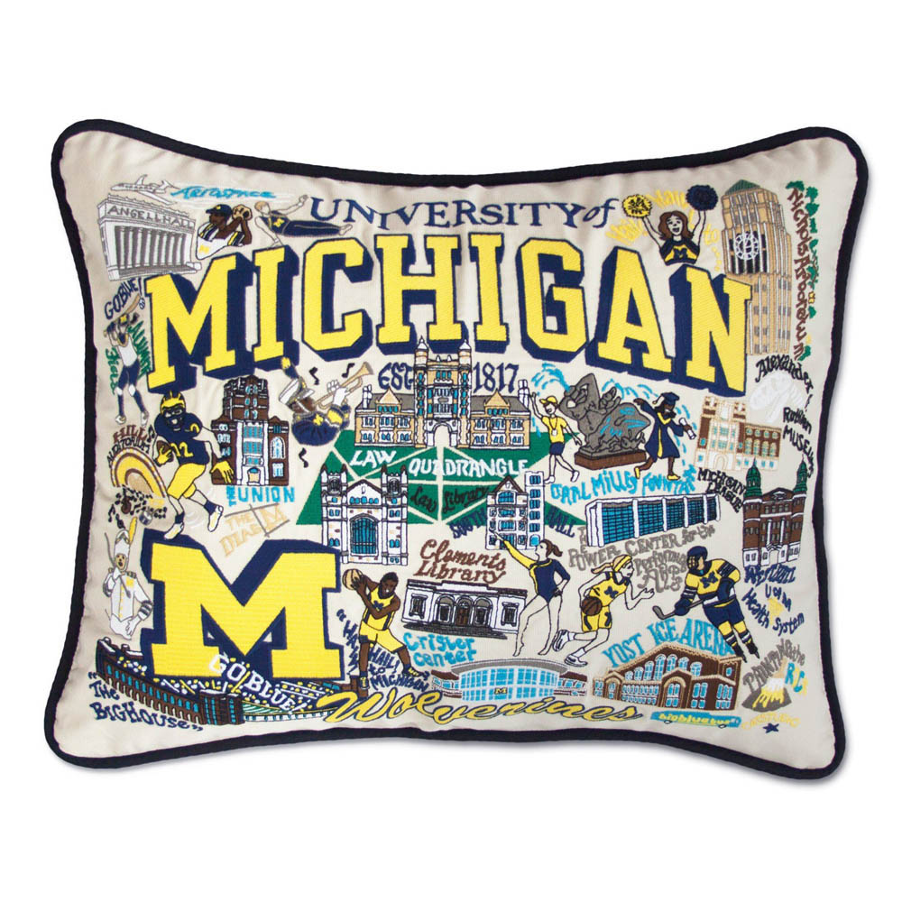Michigan, University of Michigan Collegiate Embroidered Pillow by CatStudio